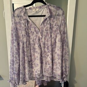 Entro Lavender Floral Blouse